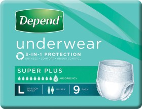 Depend-Incontinence-Underwear-Unisex-Super-Plus-Large-9-Pack on sale