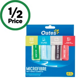Oates-Microfibre-Cloths-Multi-Surface-Pk-4 on sale