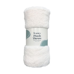 Terry+Plush+Throw+%26ndash%3B+Cream