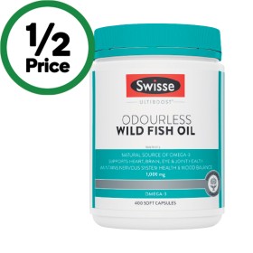 Swisse-Ultiboost-Odourless-Wild-Fish-Oil-Capsules-Pk-400 on sale