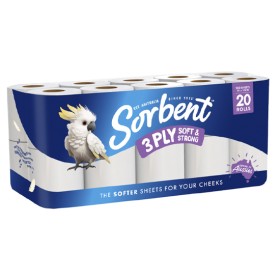 Sorbent-Soft-Strong-3-Ply-Toilet-Paper-Pk-20 on sale