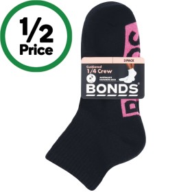 Bonds+Ladies%26rsquo%3B+Cushioned+1%2F4+Crew+Socks+Assorted+Pk+3