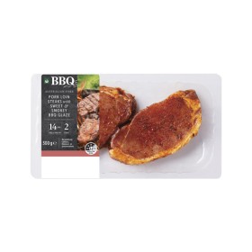 Woolworths+BBQ+Australian+Pork+Loin+Steaks+with+Sweet+%26amp%3B+Smokey+BBQ+Glaze+300g