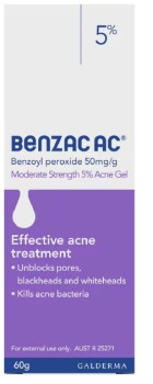 Benzac+AC+Moderate+Strength+5.0%25+Acne+Gel+60g