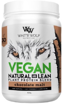 White+Wolf+Nutrition+Vegan+Natural%2BLean+Protein+Chocolate+Malt+900g