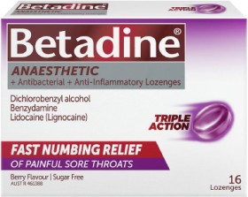 Betadine+Anaesthetic+Triple+Action+Sore+Throat+Lozenges+Berry+16+Pack