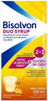 Bisolvon-Duo-Syrup-Marshmallow-Root-Honey-100ml on sale