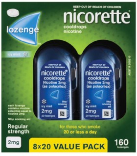 Nicorette+Quit+Smoking+Cooldrops+Icy+Mint+2mg+160+Nicotine+Lozenges