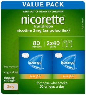 Nicorette-Quit-Smoking-Fruitdrops-2mg-80-Nicotine-Lozenges on sale