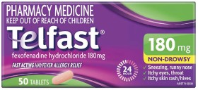 Telfast+Fast+Acting+Hayfever+Allergy+Relief+180mg+50+Tablets