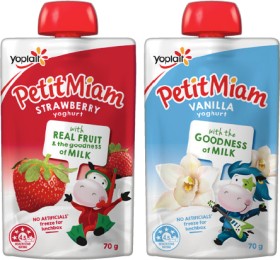 Yoplait-Petit-Miam-Squeezie-Yoghurt-70g-Selected-Varieties on sale