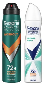 Rexona+Advanced+Protection+Antiperspirant+Spray+220mL+Selected+Varieties