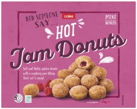 Coles-Frozen-Mini-Hot-Jam-Donuts-175g on sale