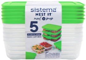 Sistema+Nest+It+Meal+Prep+Containers+870mL+5+Pack