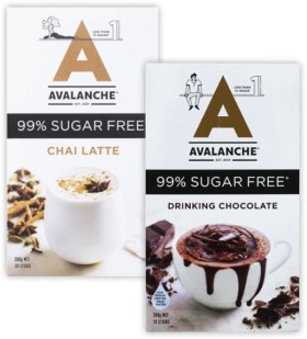 Avalanche-99-Sugar-Free-Drinking-Chocolate-Chai-Latte-or-Coffee-Sachets-10-Pack on sale