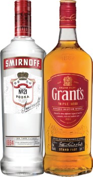 Smirnoff-Red-Label-Vodka-or-Grants-Blended-Scotch-Whisky-1-Litre on sale