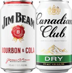 Jim+Beam+White+4.8%25+Premix+Range+Cans+375mL+or+Canadian+Club+4.8%25+Premix+Range+Cans+375mL+6+Pack
