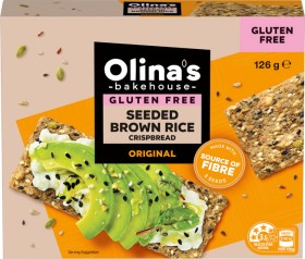 NEW+Olina%26rsquo%3Bs+Bakehouse+Gluten+Free+Seeded+Brown+Rice+Crispbread+Original+126g