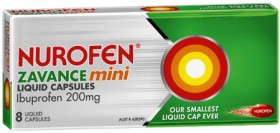 Nurofen+Zavance+Mini+Ibuprofen+200mg+Liquid+Capsules+8+Pack%2A%2A%2A