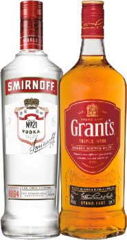 Smirnoff+Red+Label+Vodka+or+Grant%26%23039%3Bs+Blended+Scotch+Whisky+1+Litre