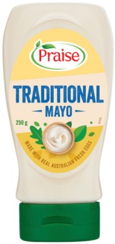 Praise-Traditional-Squeeze-Mayo-250280g-Selected-Varieties on sale