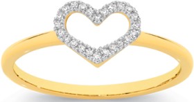 9ct-Gold-Diamond-Open-Heart-Ring on sale