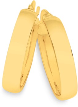 9ct-Gold-4x15mm-Half-Round-Hoop-Earrings on sale