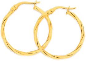 9ct-Gold-20mm-Twist-Hoop-Earrings on sale