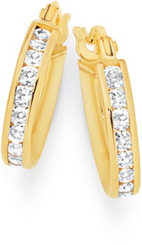 9ct-Gold-Cubic-Zirconia-Hoop-Earrings on sale
