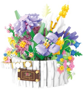 Flower-Love-White-Basket-Bouquet-1466pcs on sale