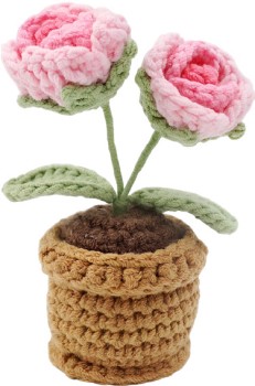 Pink-Roses-Crochet-Flowers on sale