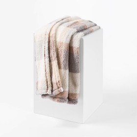 Check+Teddy+Fleece+Throw+-+Grey