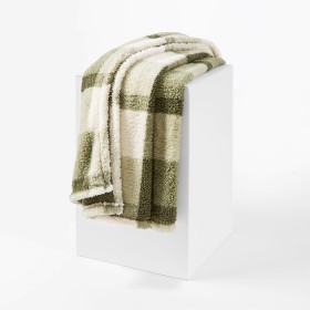 Check+Teddy+Fleece+Throw+-+Green