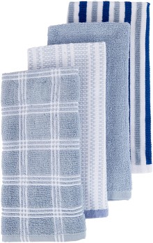 4+Pack+Blue+Check+Terry+Tea+Towel