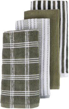 4+Pack+Green+Check+Terry+Tea+Towel