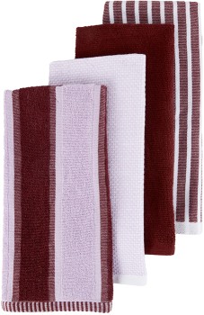 4+Pack+Lilac+Stripe+Terry+Tea+Towels