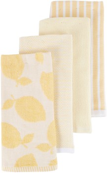 4+Pack+Yellow+Lemon+Terry+Tea+Towels