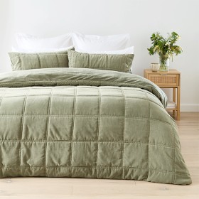 Chenille+Velvet+Quilt+Cover+Set+-+King+Bed%2C+Green