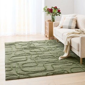 Leslie+Loop+Wool+Blend+Rug+-+Green%2C+Large+-+235cm+x+160cm