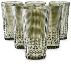 6+Green+Beaded+Highball+Glasses