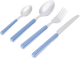 16+Piece+Blue+Stripe+Cutlery+Set
