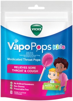 Vicks-VapoPops-Kids-Medicated-Throat-Pops-Berry-Flavour-8-Lozenges on sale