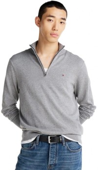 Tommy-Hilfiger-Essential-Cotton-14-Zip-Knit-Grey on sale
