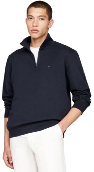 Tommy-Hilfiger-Essential-Cotton-14-Zip-Knit-Navy on sale
