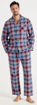 Soho-Mens-Flannelette-PJ-Set-Burgundy-Check on sale