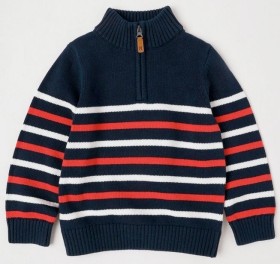 Milkshake-14-Zip-Knit-Jumper-Navy-Red-White-Stripe on sale