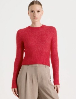 Blaq-Wool-Mohair-Blend-Fluffy-Knit-Top-Red on sale