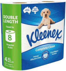 Kleenex+Complete+Clean+Double+Length+Toilet+Tissue+4+Pack