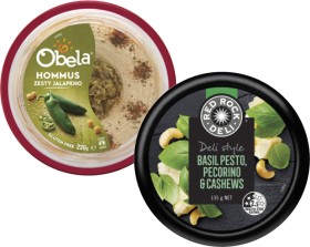 Obela-Garnished-Hommus-Dip-220g-or-Red-Rock-Deli-Dip-135g on sale