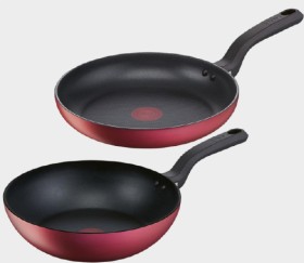 Tefal+Red+Delight+Induction+Non-Stick+Frypan%2FWok+Twin+Pack+28cm